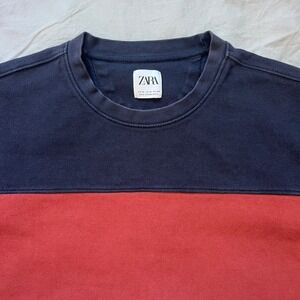 ZARA Sweatshirt, YOUTH XL Blue Red Cream Colorblock Style Review Measurements